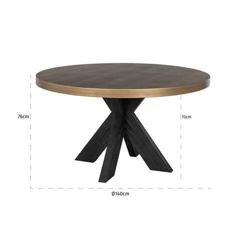 Ville Shargreen Black & Brass Frame Circle 4 Seater Dining Table
